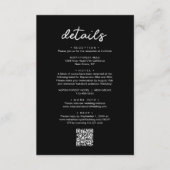 シンプル黒シック・スクリプトQRコードの結婚詳細 エンクロージャーカード (正面)