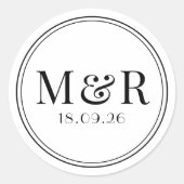 シンプル黒スミニマルクリプト結婚式の引き出物 ラウンドシール (正面)