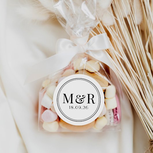 シンプル黒スミニマルクリプト結婚式の引き出物 ラウンドシール