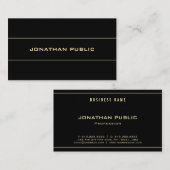 シンプル黒テンプレート金ゴールド文字トレンディーモダン 名刺 (正面/裏面)