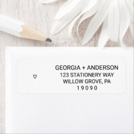 シンプル黒ハート結婚ズ ラベル