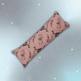 シンプル黒ハート、フローラ、インフィニティオンプラム | ボディピロー