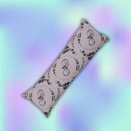 シンプル黒ハート、フローラ、インフィニティオンマウーブ | ボディピロー