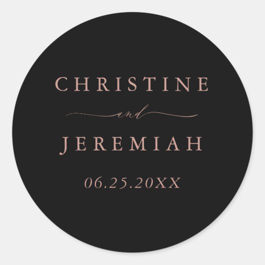 シンプル黒バラ金ゴールドスモダンクリプ結婚ト ラウンドシール (正面)