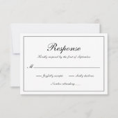 シンプル黒フォーマル白エレガントな結婚式 出欠カード (正面)