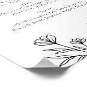 シンプル黒フローラの結婚バーメニュー記号 ポスター (角)