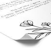 シンプル黒フローラの結婚署名ドリンクの看板 ポスター (角)