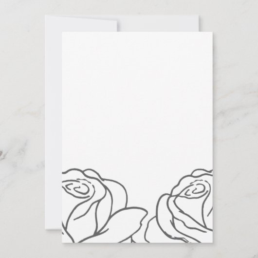 シンプル黒フローラ書結婚の 招待状 (裏面)