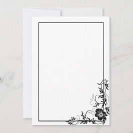 シンプル黒フローラ枠 招待状
