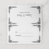 シンプル黒フローラ縁ど プレイスカード (外部開封)