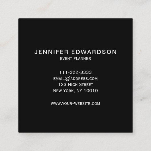 シンプル黒ミニマエレガントリストプロフェッショナル スクエア名刺 (裏面)