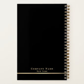シンプル黒ミニマルと金ゴールド光沢スパイラル ノートブック (裏面)