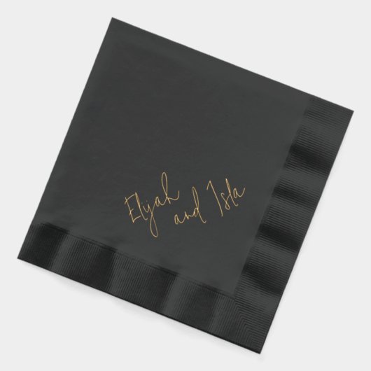 シンプル黒ミニマルと金ゴールド 箔ナプキン (左)