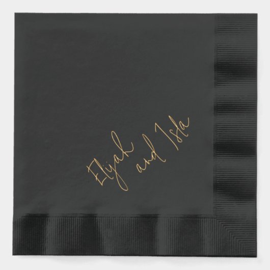 シンプル黒ミニマルと金ゴールド 箔ナプキン (正面)