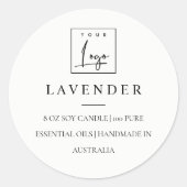 シンプル黒ミニマル白ロゴキャンドルラベル ラウンドシール (正面)