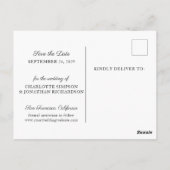 シンプル黒モダンと白の写真日付を保存 ポストカード (裏面)