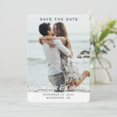 シンプル黒モダンと白の写真 セーブザデート (スタンド正面)