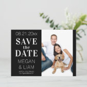 シンプル黒モダンと白の写真 セーブザデート (スタンド正面)