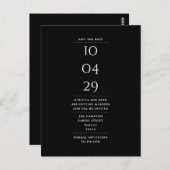 シンプル黒モダンと白の日付を保存 ポストカード (正面/裏面)
