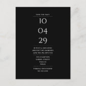 シンプル黒モダンと白の日付を保存 ポストカード (正面)