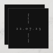 シンプル黒モダンと白の日付を保存 招待状 (正面/裏面)