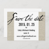 シンプル黒モダンと白の日付を保存 案内ポストカード (正面/裏面)