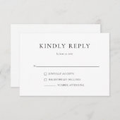 シンプル黒モダンと白のRSVP返信カード (正面/裏面)