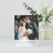 シンプル黒モダンエレガント台本写真結婚ズ サンキューカード (スタンド正面)