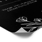 シンプル黒モダンフローラ標識 ポスター (角)