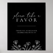 シンプル黒モダンフローラ標識 ポスター (正面)