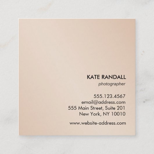 シンプル黒モダンプロフェッショナル金ゴールド裏面 スクエア名刺 (裏面)