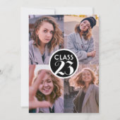 シンプル黒モダンミニマル卒業写真パーティー 招待状 (正面)