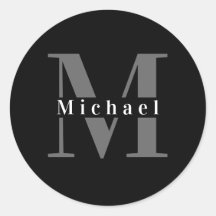 シンプル黒モダンミニマル白モノグラム