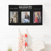 シンプル黒モダン写真卒業パーティバナー 横断幕 (インサイチュ)