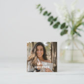 シンプル黒モダン卒業写真QRコード情報 コーリングカード (スタンド正面)