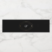 シンプル黒モダン幾何金ゴールド結婚 ペットボトルラベル (シングルラベル)