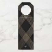 シンプル黒モダン幾何金ゴールド結婚 ボトルネックタグ (裏面)