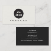 シンプル黒モダン白の円のエンブレム 名刺 (正面/裏面)