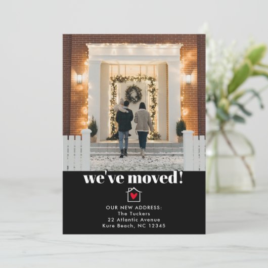 シンプル黒モダン白の動きの発表 サンキューカード (スタンド正面)