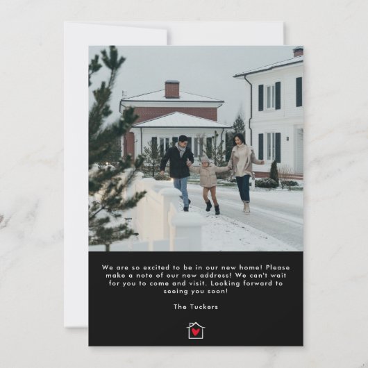 シンプル黒モダン白の動きの発表 サンキューカード (裏面)