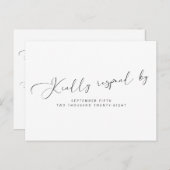 シンプル黒モダン白の書道RSVP インビテーションポストカード (正面/裏面)