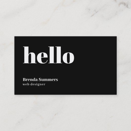 シンプル黒モダン白の背景QRコード 名刺 (正面)