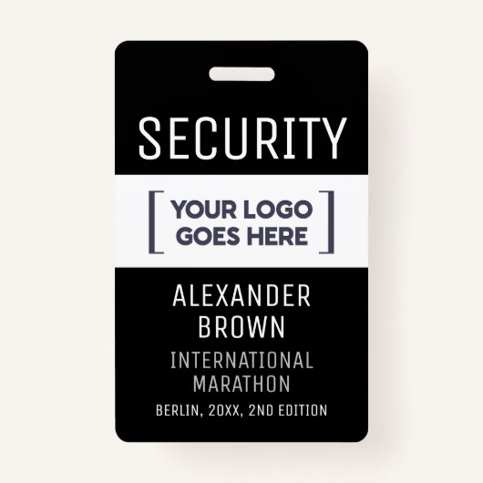 シンプル黒モダン白イベントロゴセキュリティ バッジ (正面)