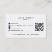 シンプル黒モダン白カスタムロゴ&QRコード 名刺 (裏面)