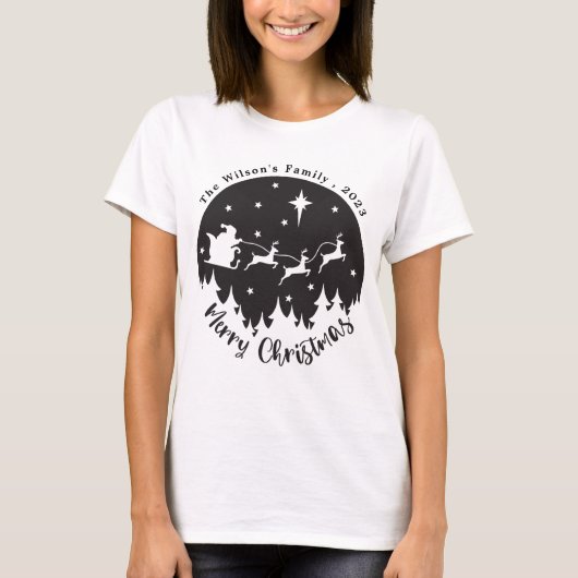シンプル黒モダン白クリスマス Tシャツ (正面)