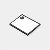 シンプル黒モダン白サークルモノグラム ポストイット (アングル)