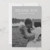 シンプル黒モダン白ミニマリスト写真 サンキューカード (正面)