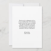 シンプル黒モダン白ミニマリスト写真 サンキューカード (裏面)