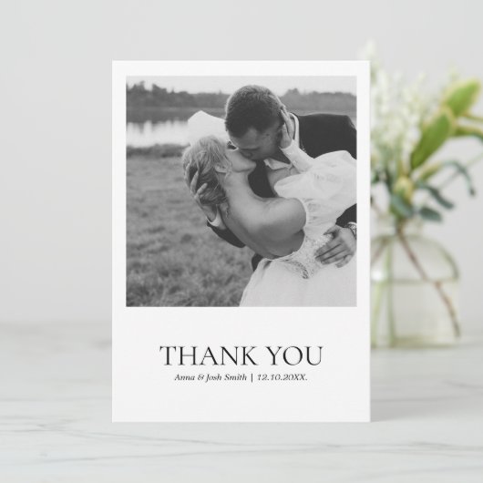 シンプル黒モダン白ミニマリスト写真 サンキューカード (スタンド正面)