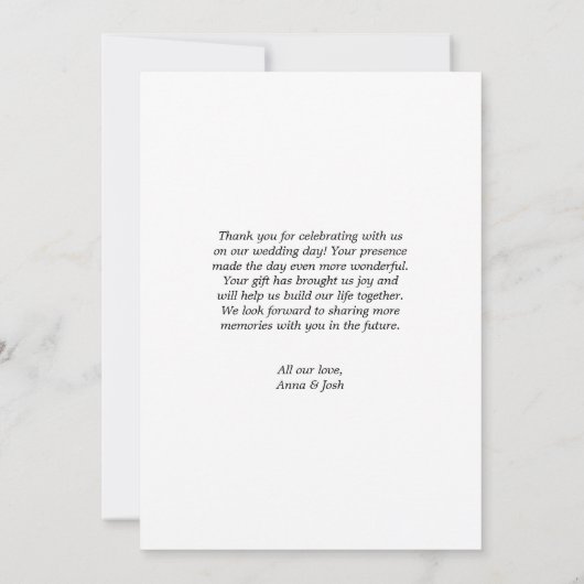 シンプル黒モダン白ミニマリスト写真 サンキューカード (裏面)